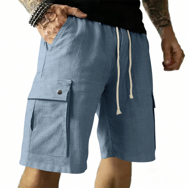 Linen Shorts Men - شورتات رجالية متعددة الجيوب بتصميم أوروبي