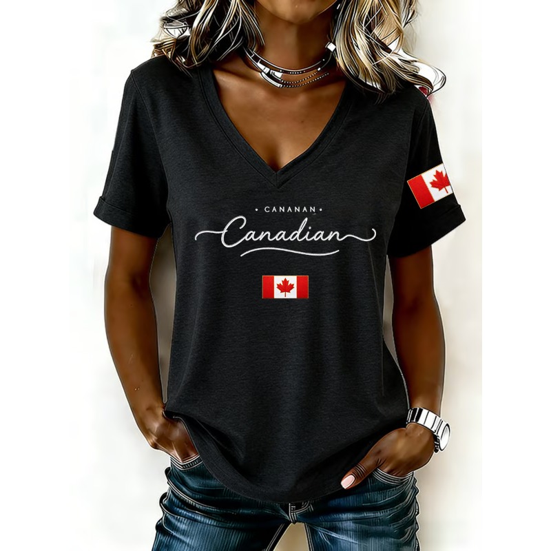 Summer Clothing Women Canada - تي شيرت نسائي مطبوع عليه العلم