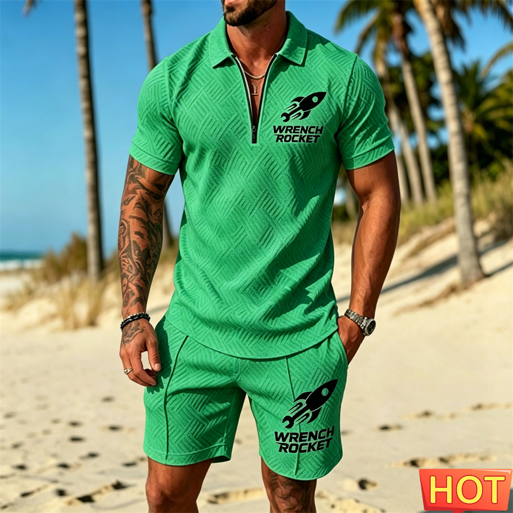 Summer Vacation Clothing Men - طقم بولو رجالي صيفي للإجازات، طقم