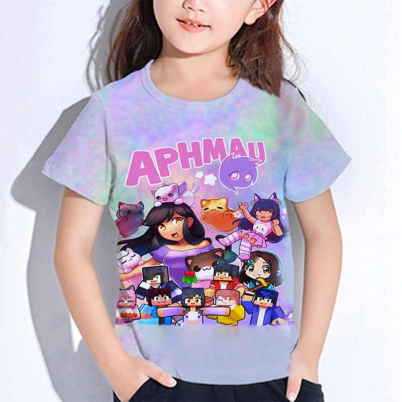 Summer Clothing Baby Boy - Aphmau-الأطفال Meows القط الكرتون تي شيرت