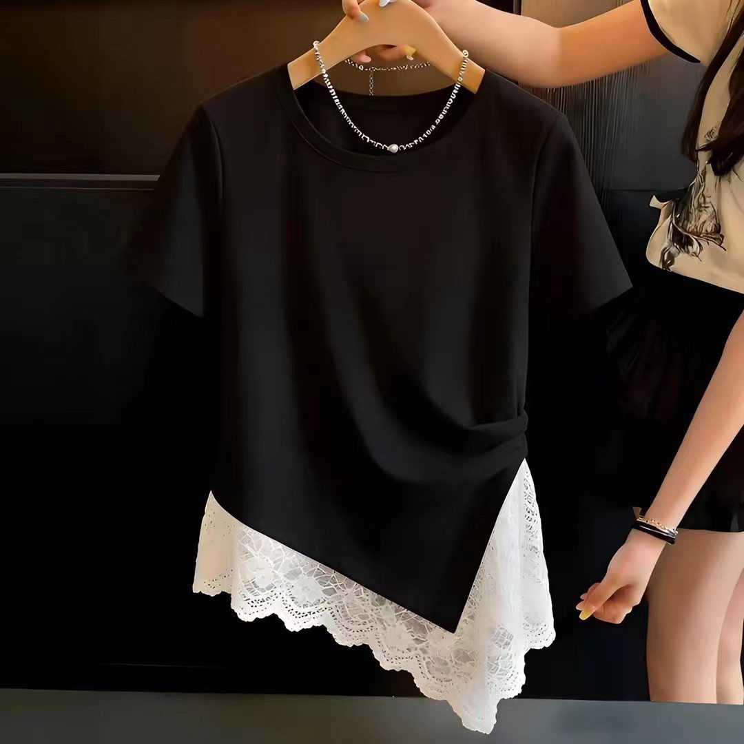 Summer Clothing For Teens - بلوزة نسائية صيفية بأكمام قصيرة وحافة