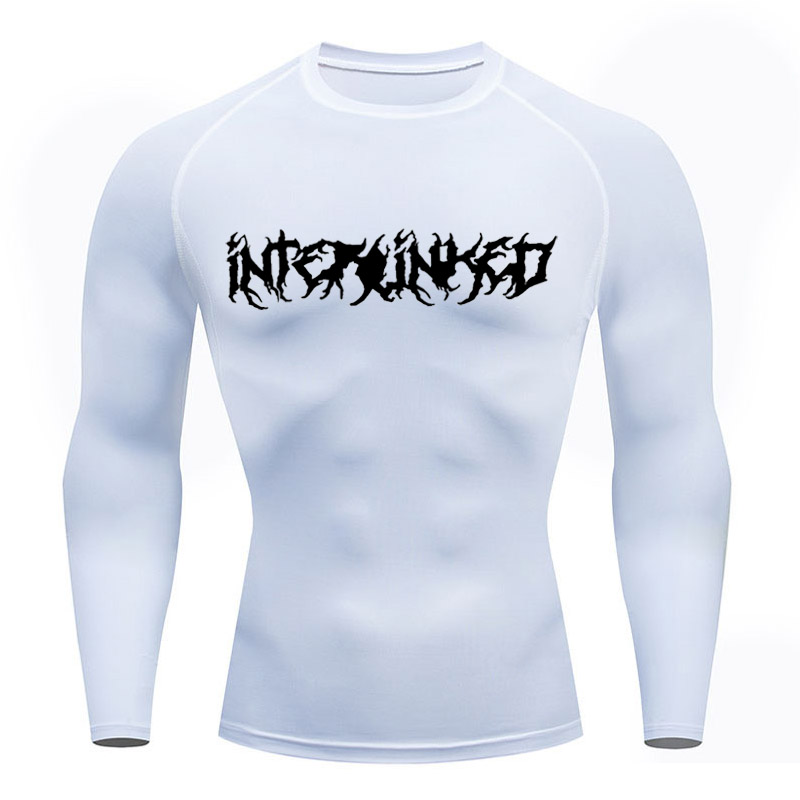 Rash Guard Long Sleeve - تي شيرت أبيض مضغوط بأكمام طويلة