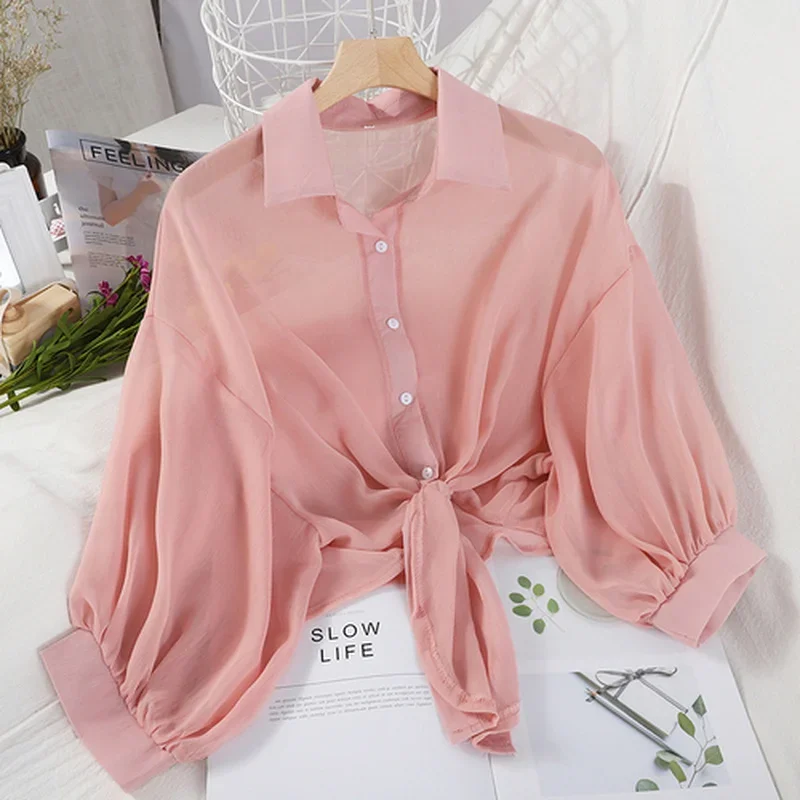 Tie Front Shirt - ملابس بيضاء مجوفة فضفاضة غير رسمية