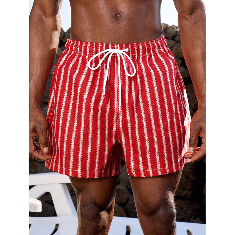 Summer Vacation Clothing Men - شورت شاطئ رجالي بطباعة خطوط عمودية