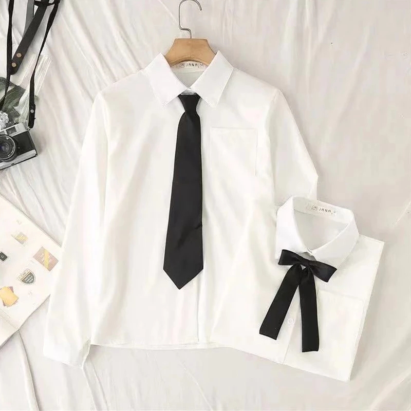 Tie Front Shirt - قمصان مدرسية بيضاء للنساء موضة JK