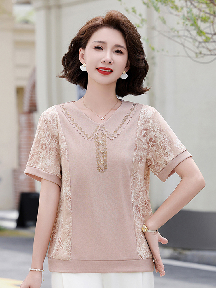 Summer Clothing Over 60 - تي شيرت صيفي أنيق محبوك بأكمام