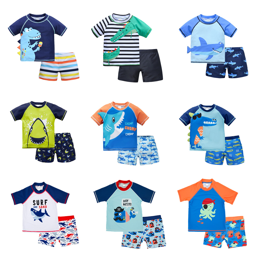 Summer Clothing Baby Boy - ملابس سباحة للأطفال بطباعة كرتونية ،