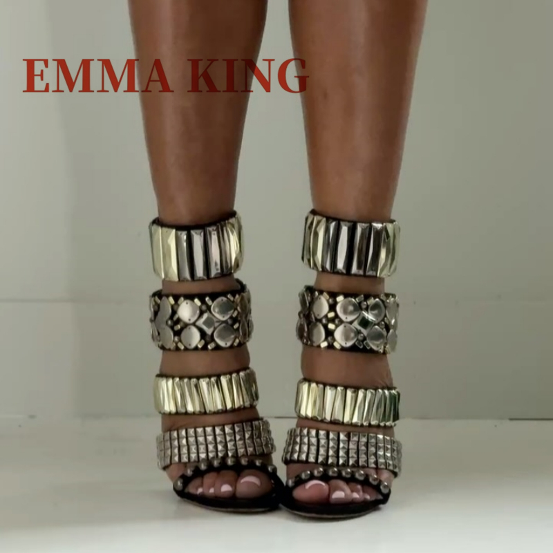 أسود مزين الكاحل حزام الصنادل  - مراجعة Summer Clothing Collection وسعره