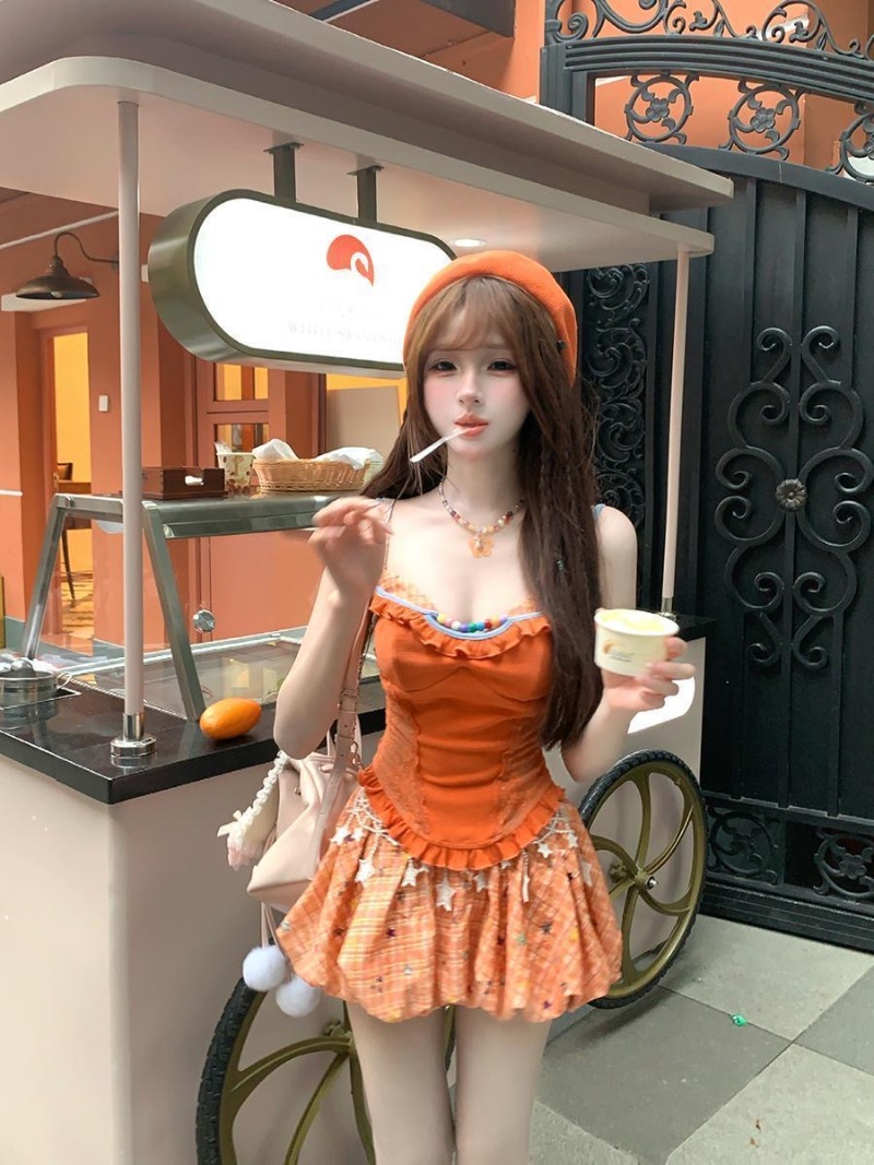 طقم صيفي جديد برتقالي اللون من - مراجعة Summer Clothing Women Sale وسعره