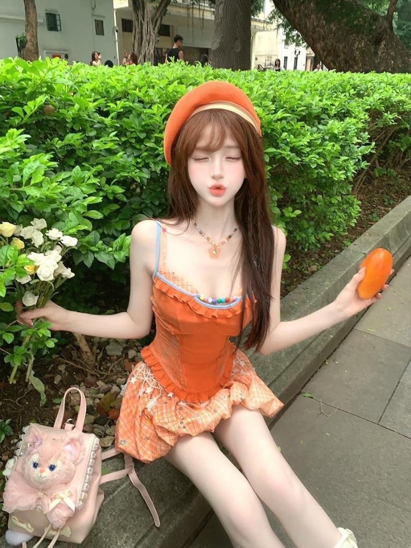 طقم صيفي جديد برتقالي اللون من - مراجعة Summer Clothing Women Sale وسعره