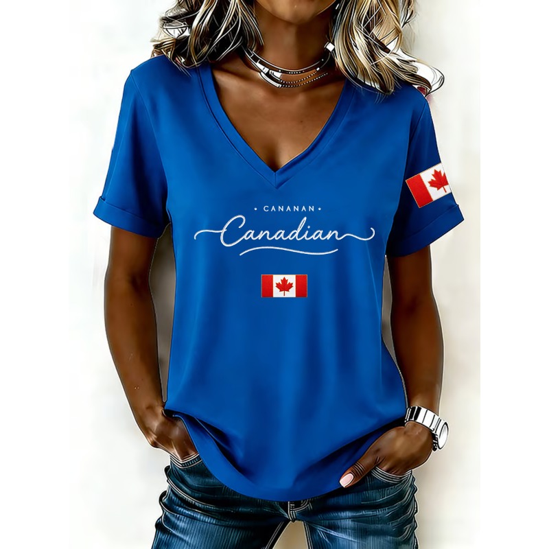 تي شيرت نسائي مطبوع عليه العلم - مراجعة Summer Clothing Women Canada وسعره