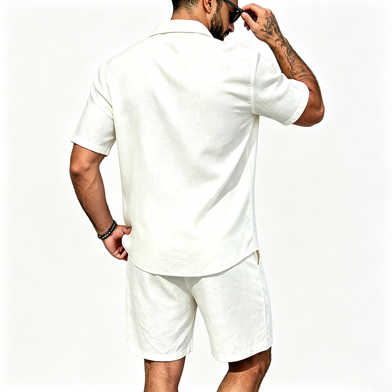 طقم رجالي من قطعتين من الكتان، - مراجعة Linen Shorts Men وسعره
