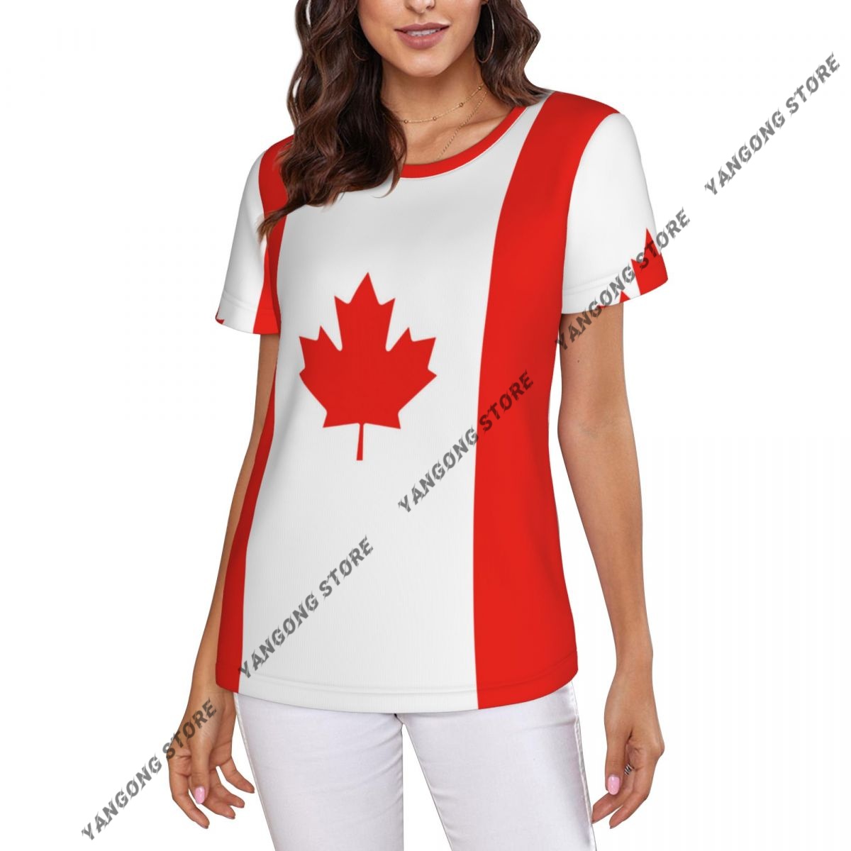 المرأة تي شيرت كندا العلم الكن - مراجعة Summer Clothing Women Canada وسعره