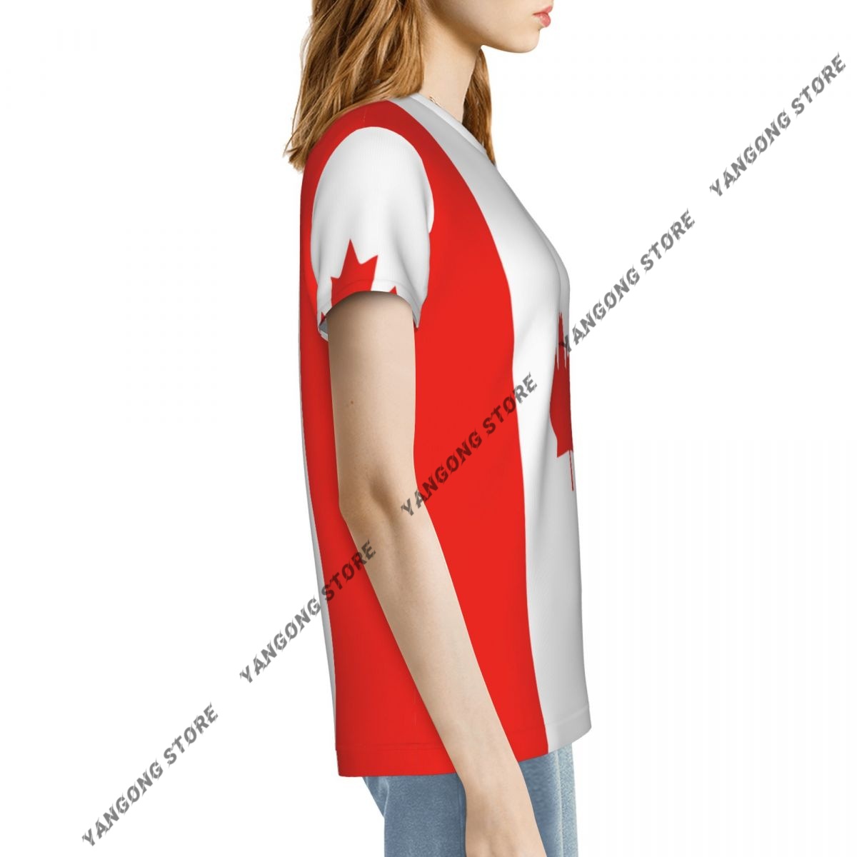 المرأة تي شيرت كندا العلم الكن - مراجعة Summer Clothing Women Canada وسعره