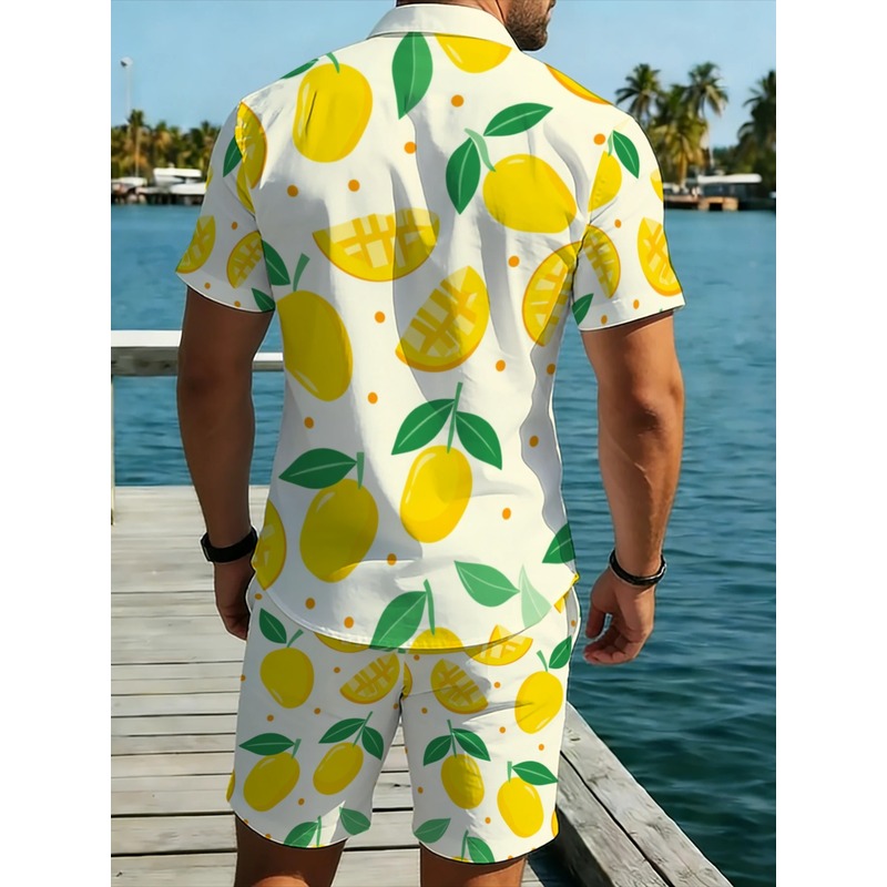 طقم قميص كتان مطبوع بأكمام قصي - مراجعة Linen Shorts Men وسعره