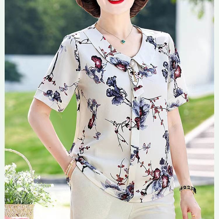 بلوزة شيفون فضفاضة بأكمام قصير - مراجعة Summer Clothing Over 60 وسعره