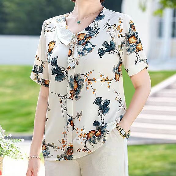بلوزة شيفون فضفاضة بأكمام قصير - مراجعة Summer Clothing Over 60 وسعره