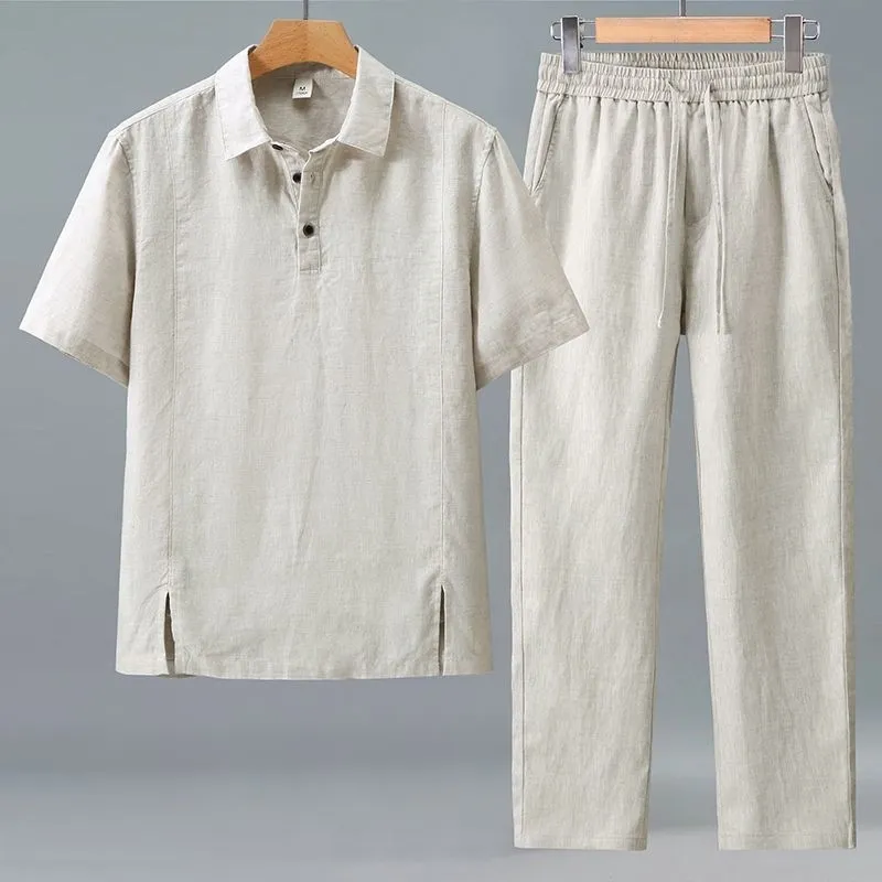 طقم صيفي من قطعتين للرجال مقاس - مراجعة Linen Shorts Men وسعره