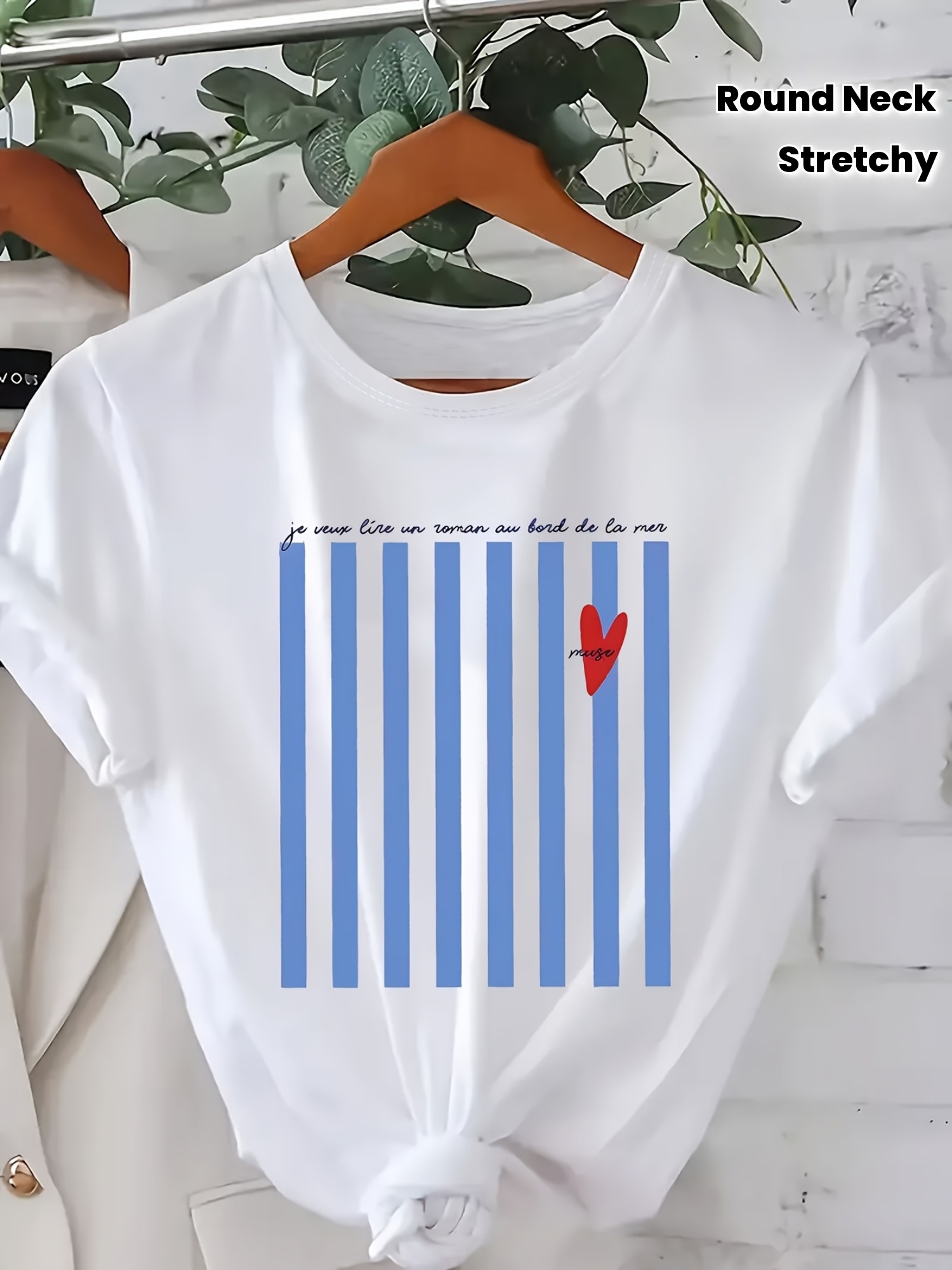 تي شيرت صيفي مطبوع بنمط مخطط ب - مراجعة Summer Light Clothing وسعره