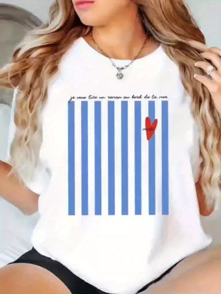 تي شيرت صيفي مطبوع بنمط مخطط ب - مراجعة Summer Light Clothing وسعره