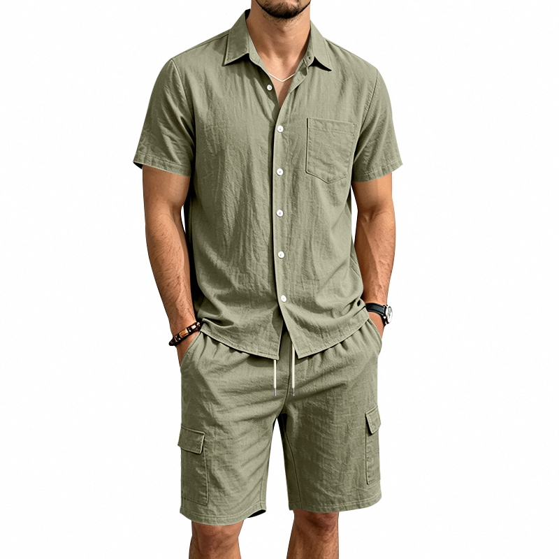 طقم صيفي أمريكي للرجال من قطعت - مراجعة Linen Shorts Men وسعره