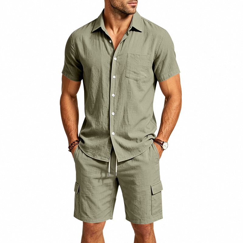 طقم صيفي أمريكي للرجال من قطعت - مراجعة Linen Shorts Men وسعره