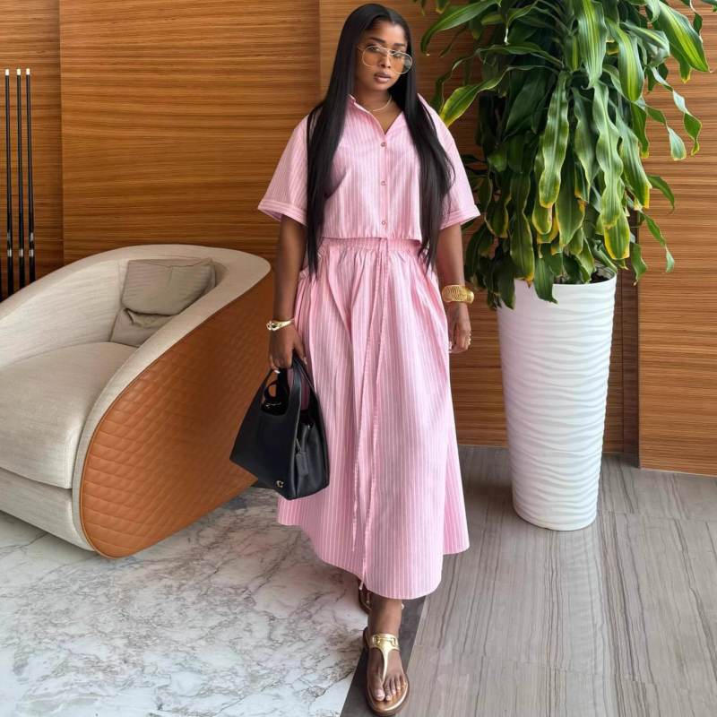 فستان نسائي صيفي جديد بياقة مط - مراجعة Summer Clothing Women Sale وسعره